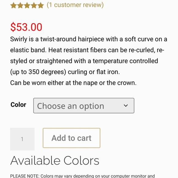 Tony of Beverly Hills Swirly in Ginger Brown Salon Quality Hairpiece NWT - Picture 5 of 5
